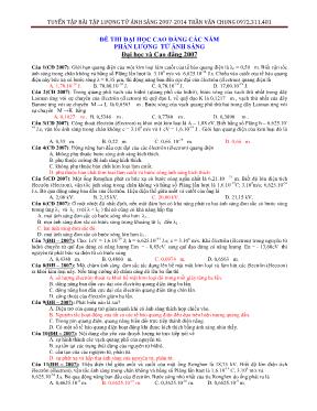 Đề thi đại học cao đẳng các năm phần lượng tử ánh sáng đại học và cao đẳng 2007